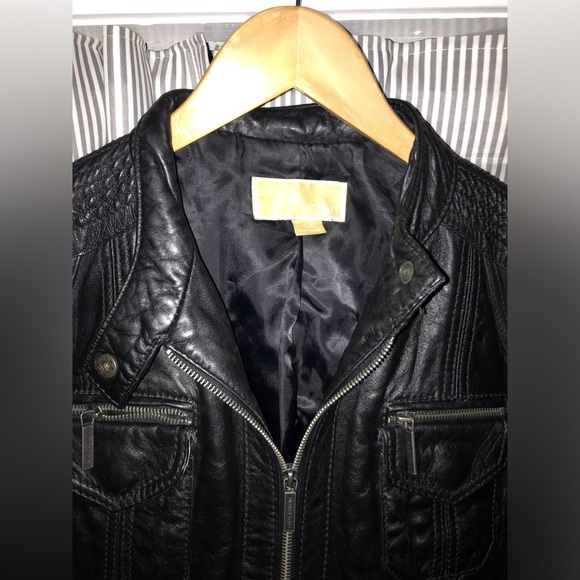 Michael Kors- Genuine Black Leather Jacket - Picture 2 of 16